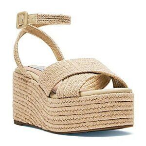 Steven New York Ramey Espadrille Platform Wedge Raffia Sandal Size 9 (MSRP $130)